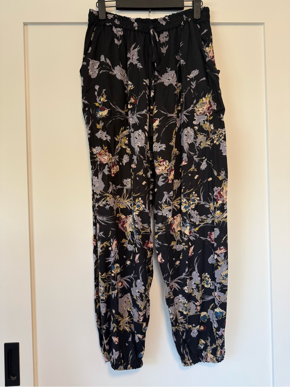 Angie Floral Print Elastic Waist Harem Pants L